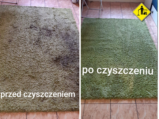 Efekt czyszczenia dywanu mocno zabrudzonego - www.pranie-gorzow.pl