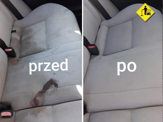 Efekt czyszczenia tapicerki samochodowej - www.pranie-gorzow.pl